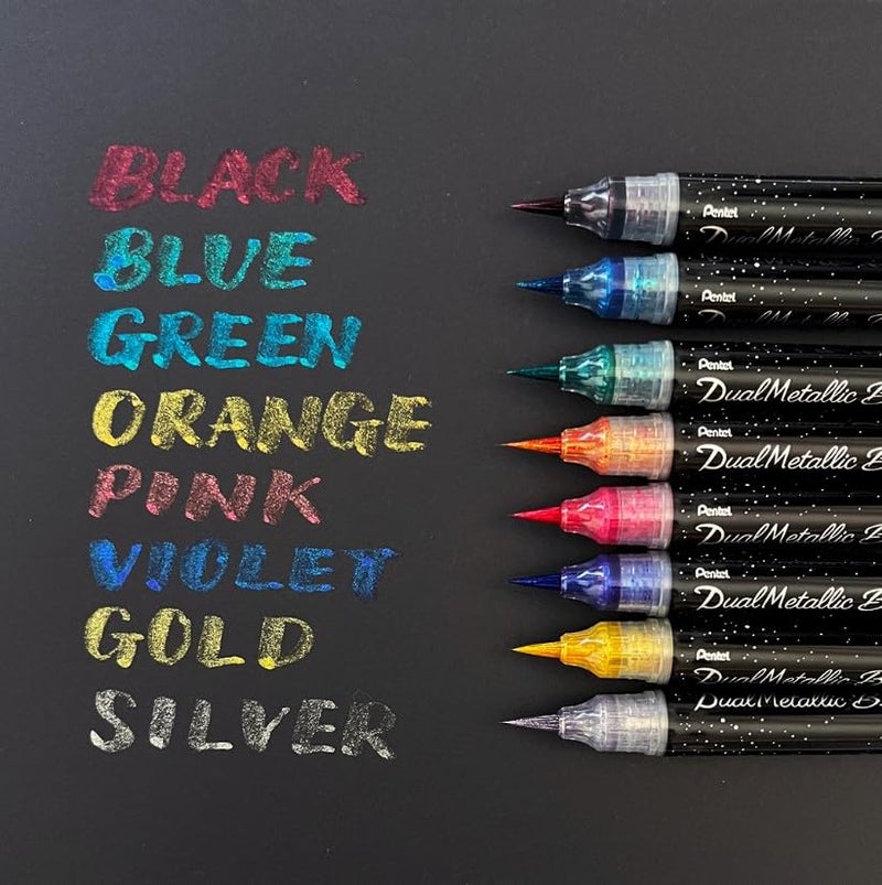 Pentel XGFH-DP Dual Metallic Brush, Pink + Metallic Pink - Image 5